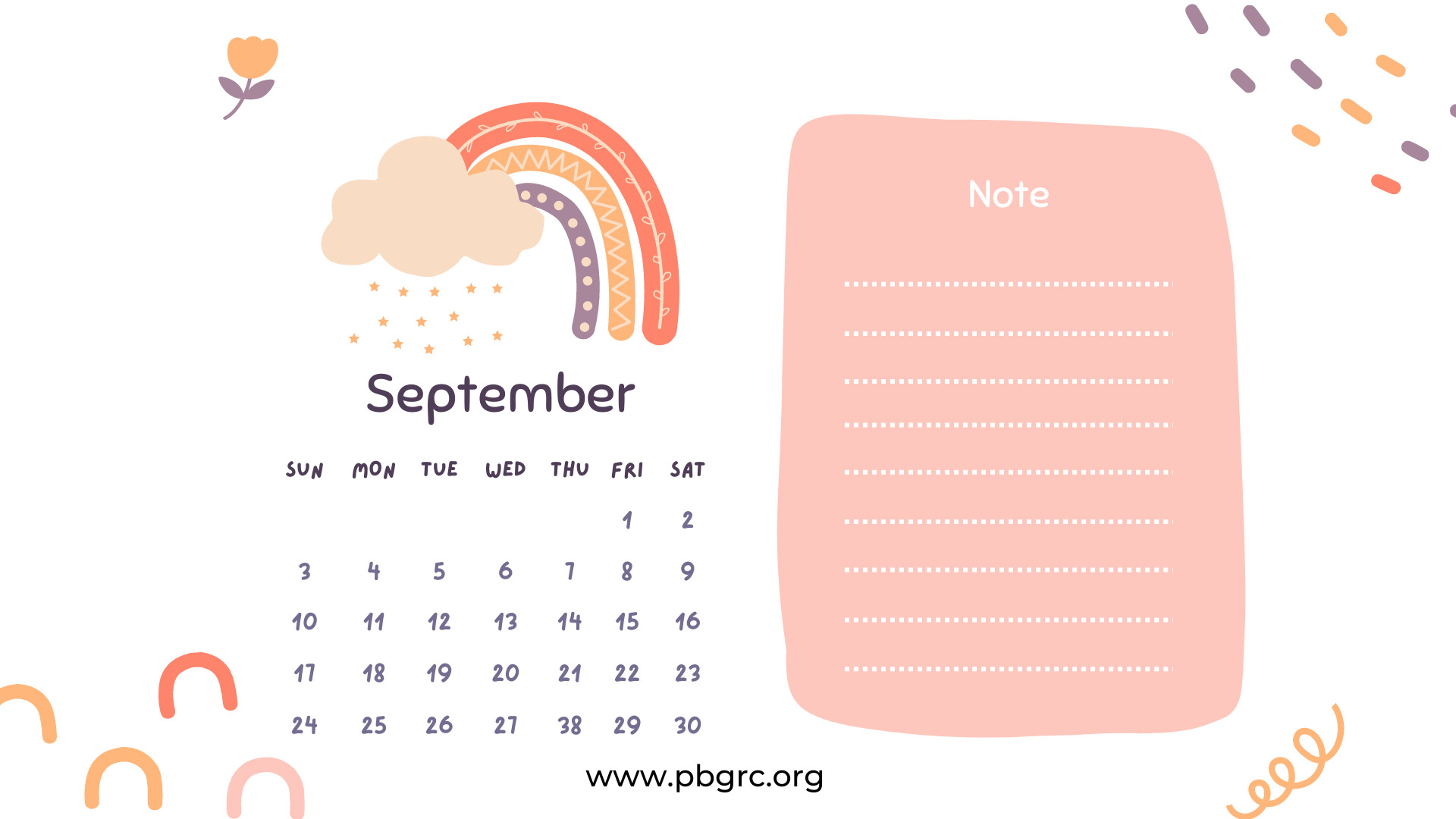 September 2023 Calendar with Floral Design
