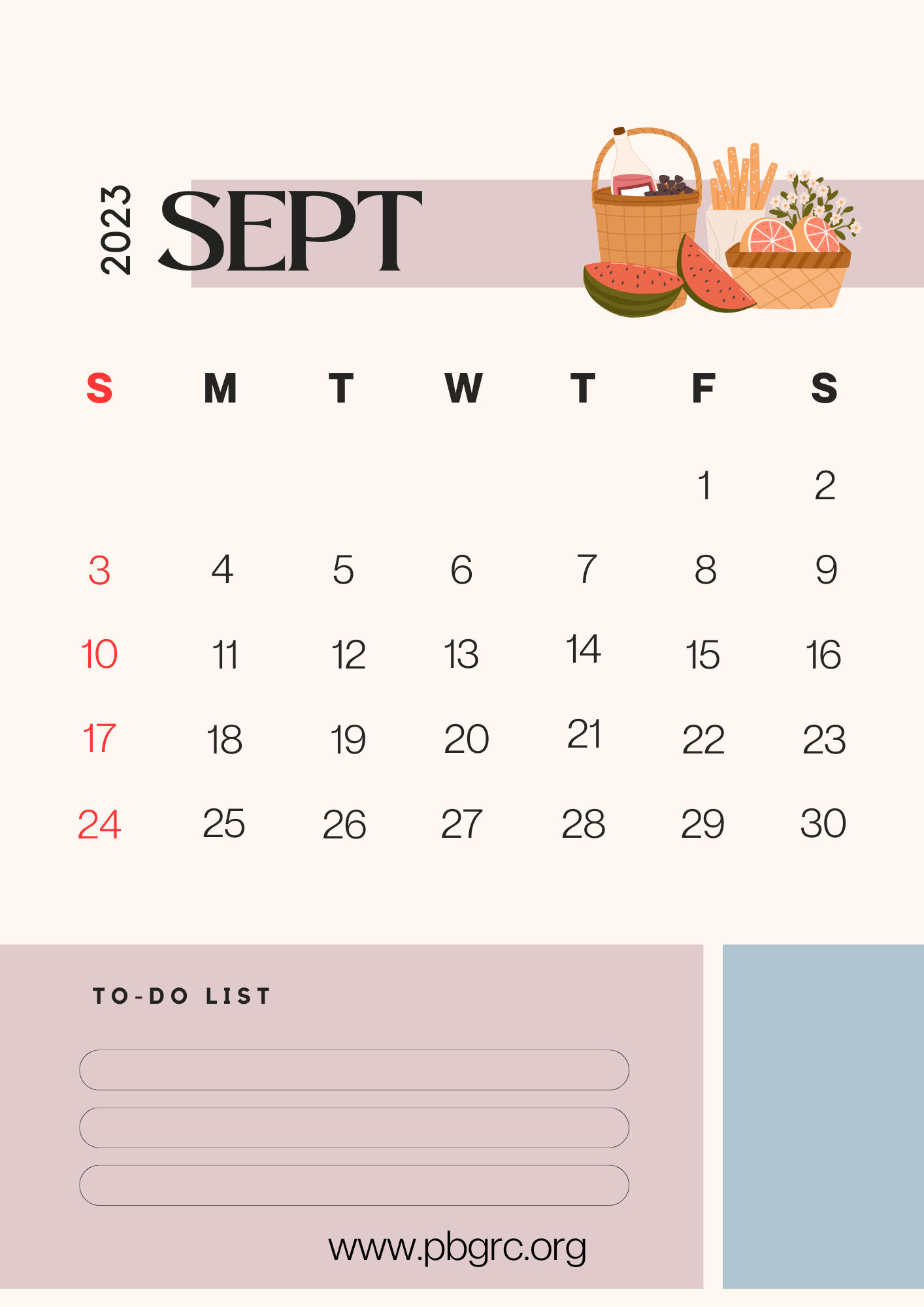 September 2023 Floral Season Calendar