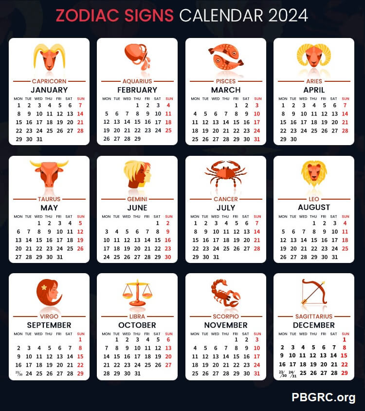 Zodiac 2024 Calendar