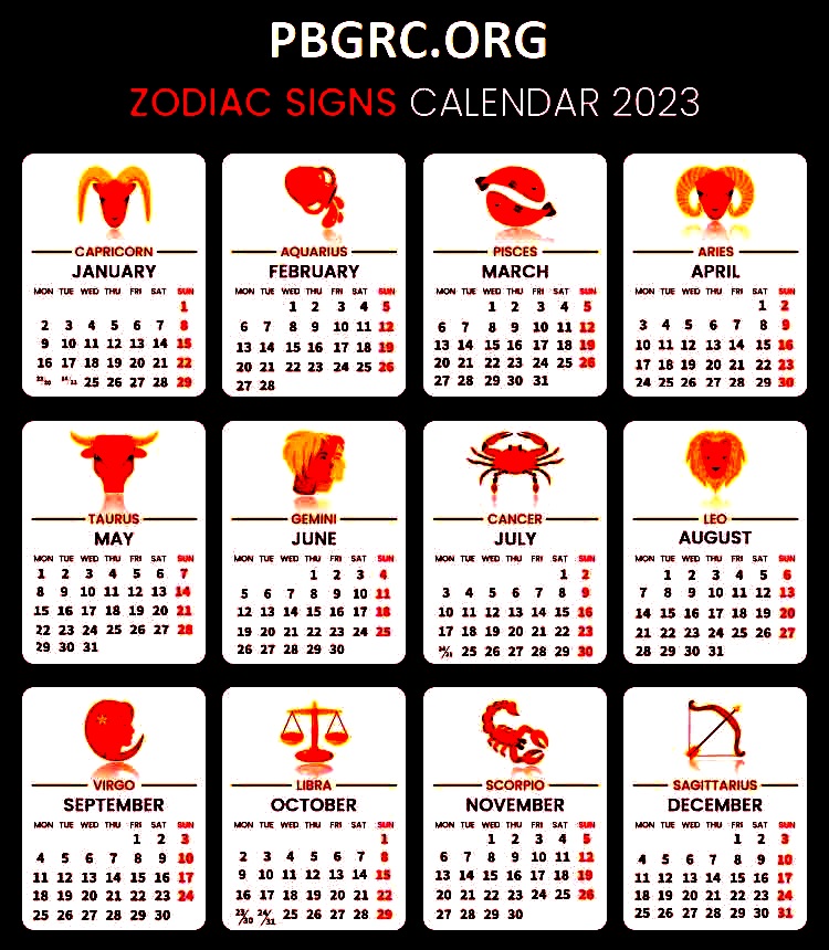 Zodiac Calendar 2023