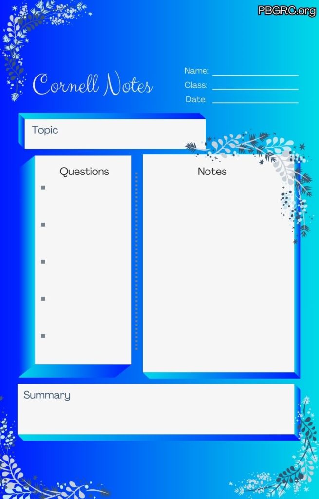 cute cornell notes template 2024