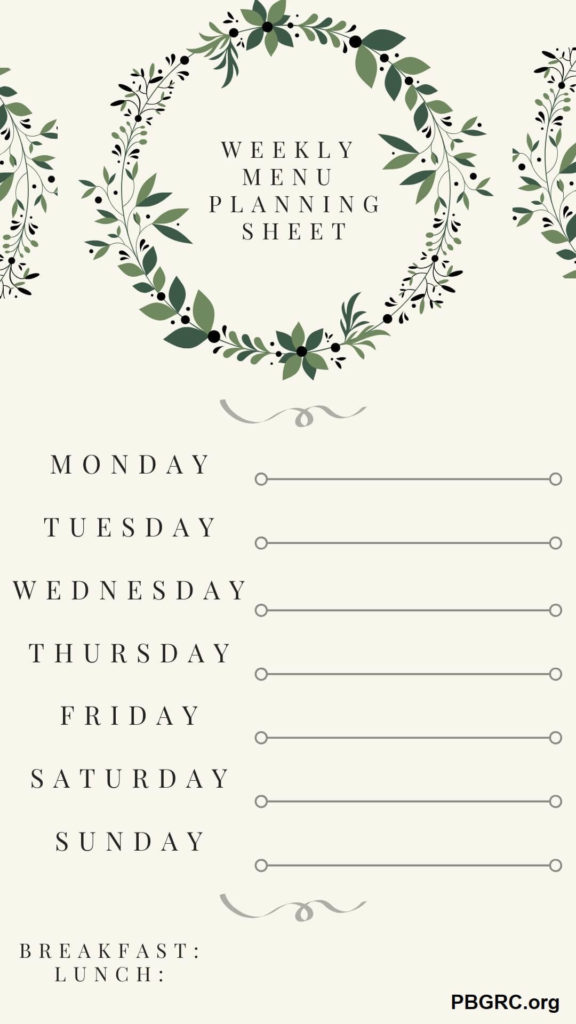 free editable weekly meal planner template word