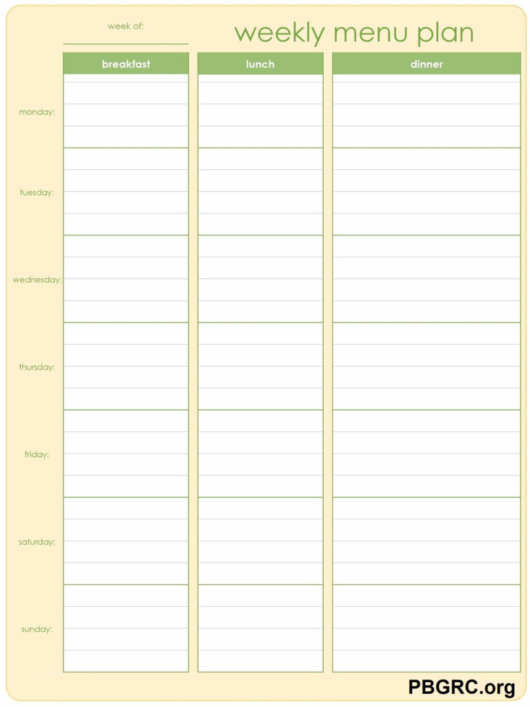 free weekly meal planner template pdf