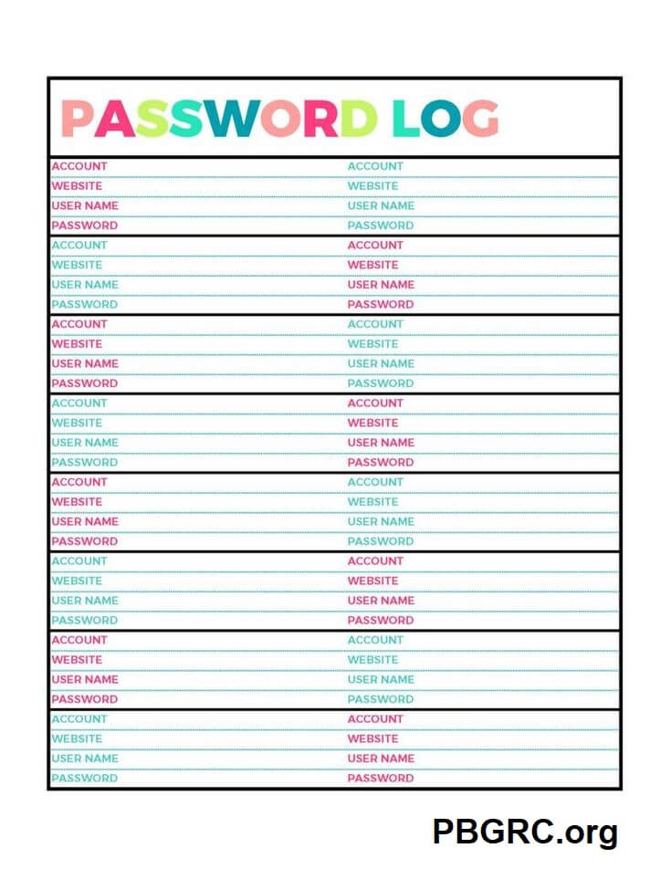password log template free printable 2024