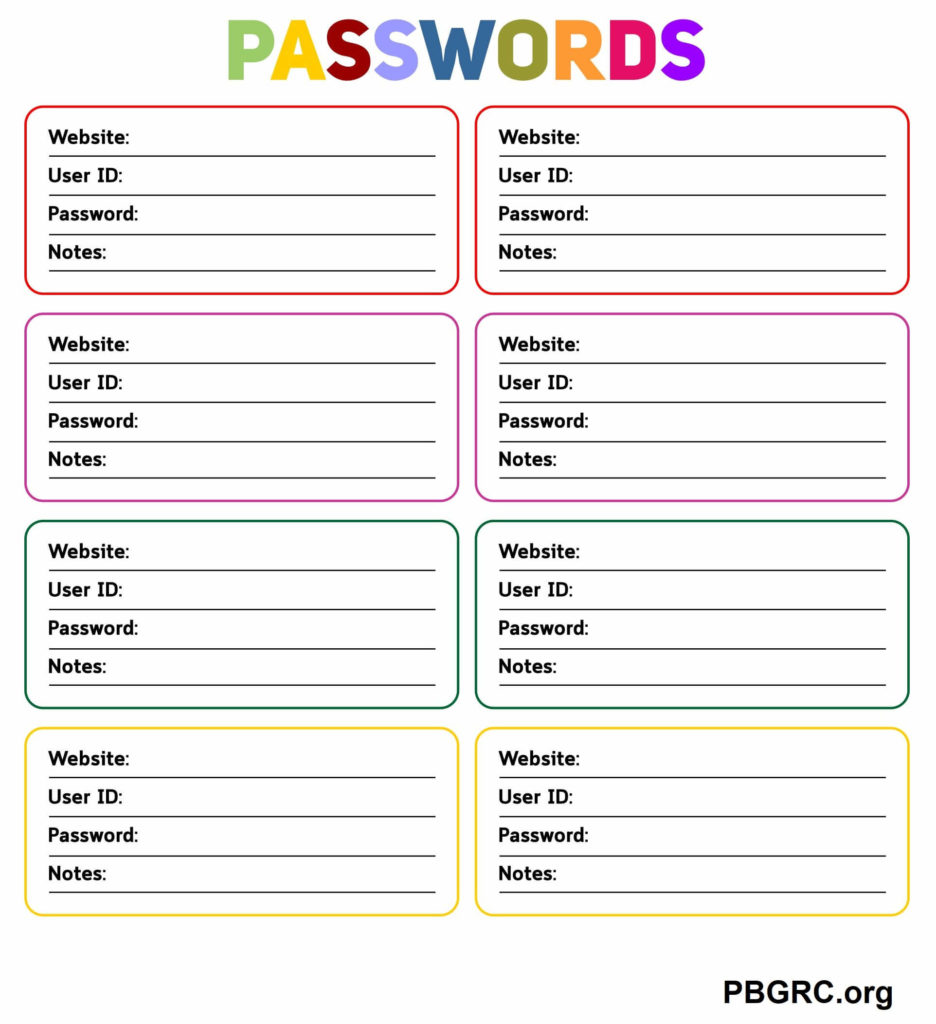 password log template password keeper printable