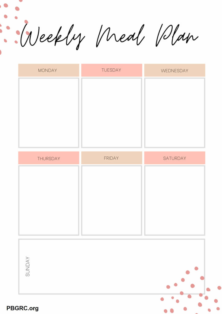 weekly meal planner template free printable