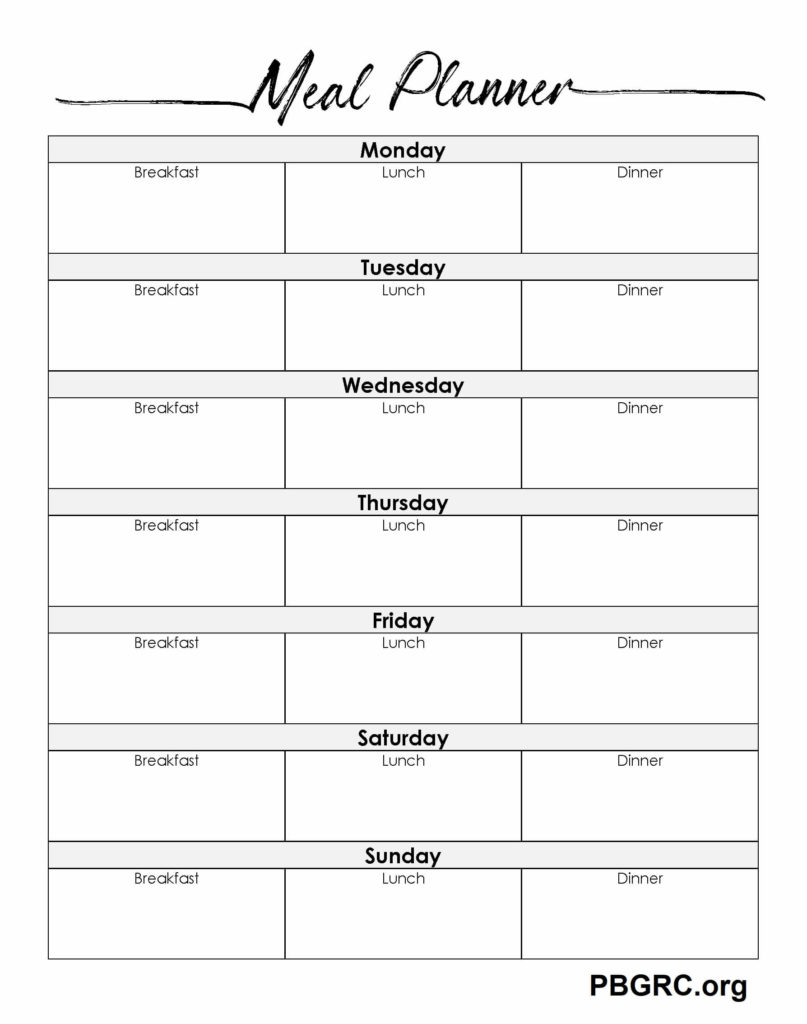 weekly meal planner template with snacks