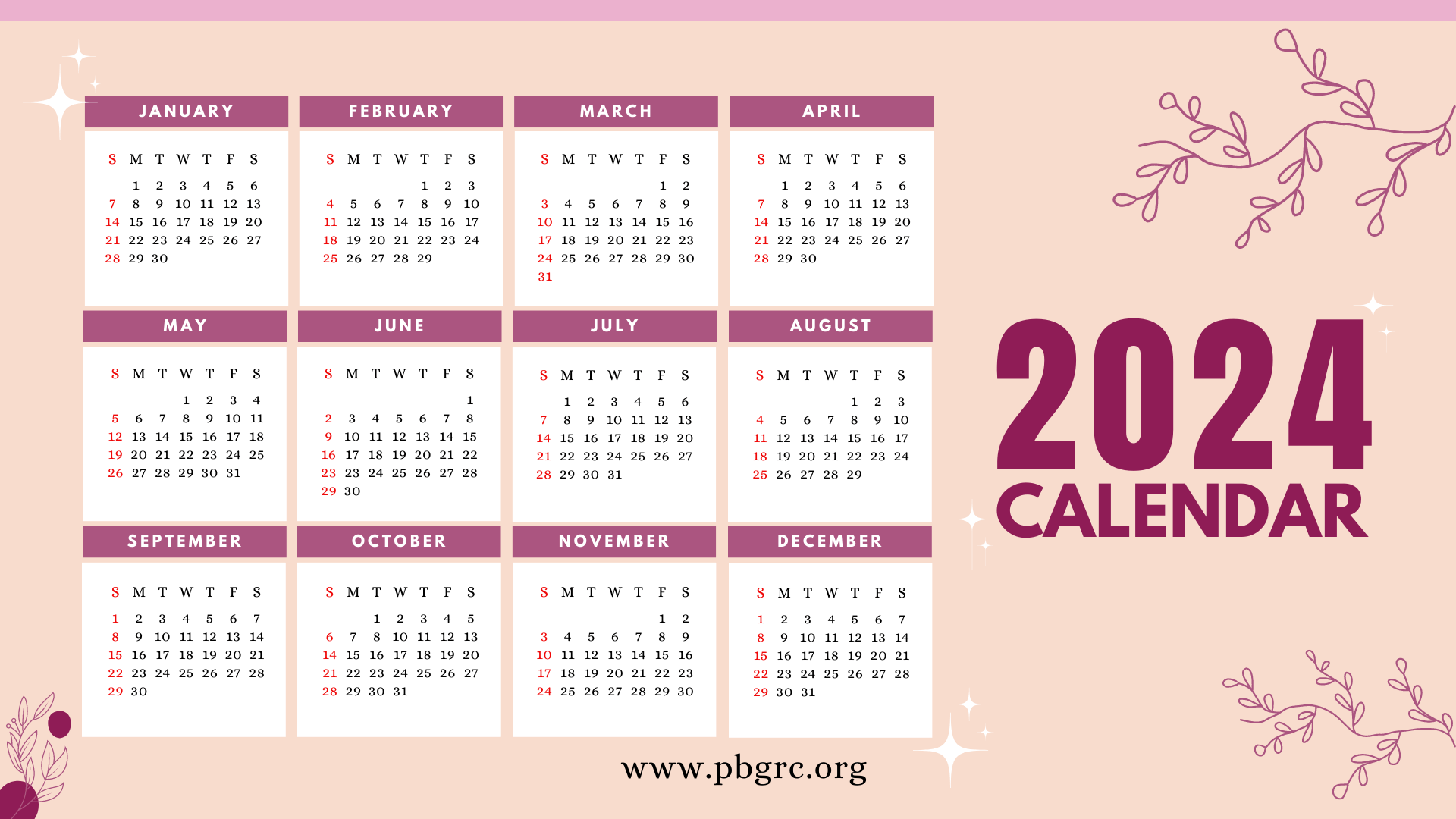 2024 Printable Calendar Landscape