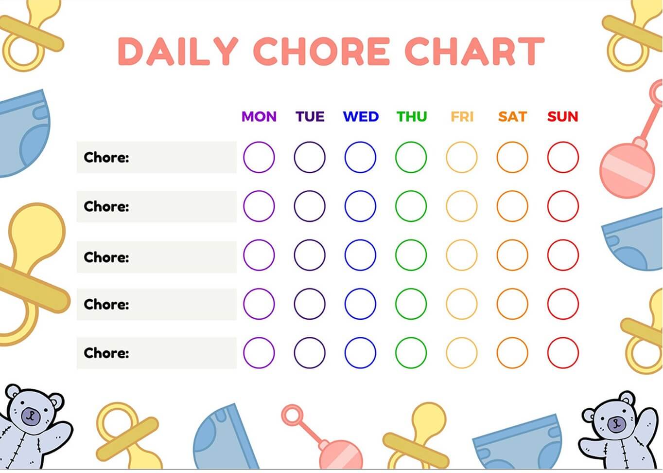 2024 chore chart templates for multiple kids