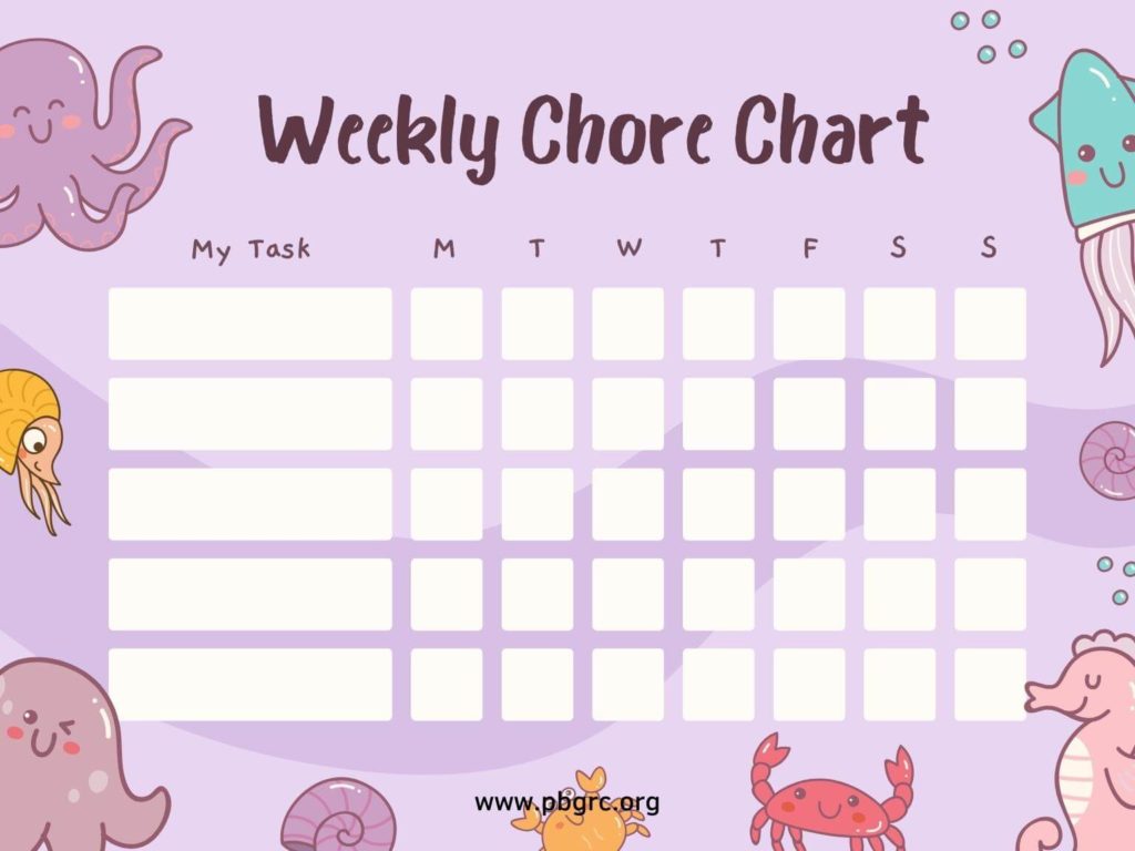 Chore Chart PDF Template For Kids