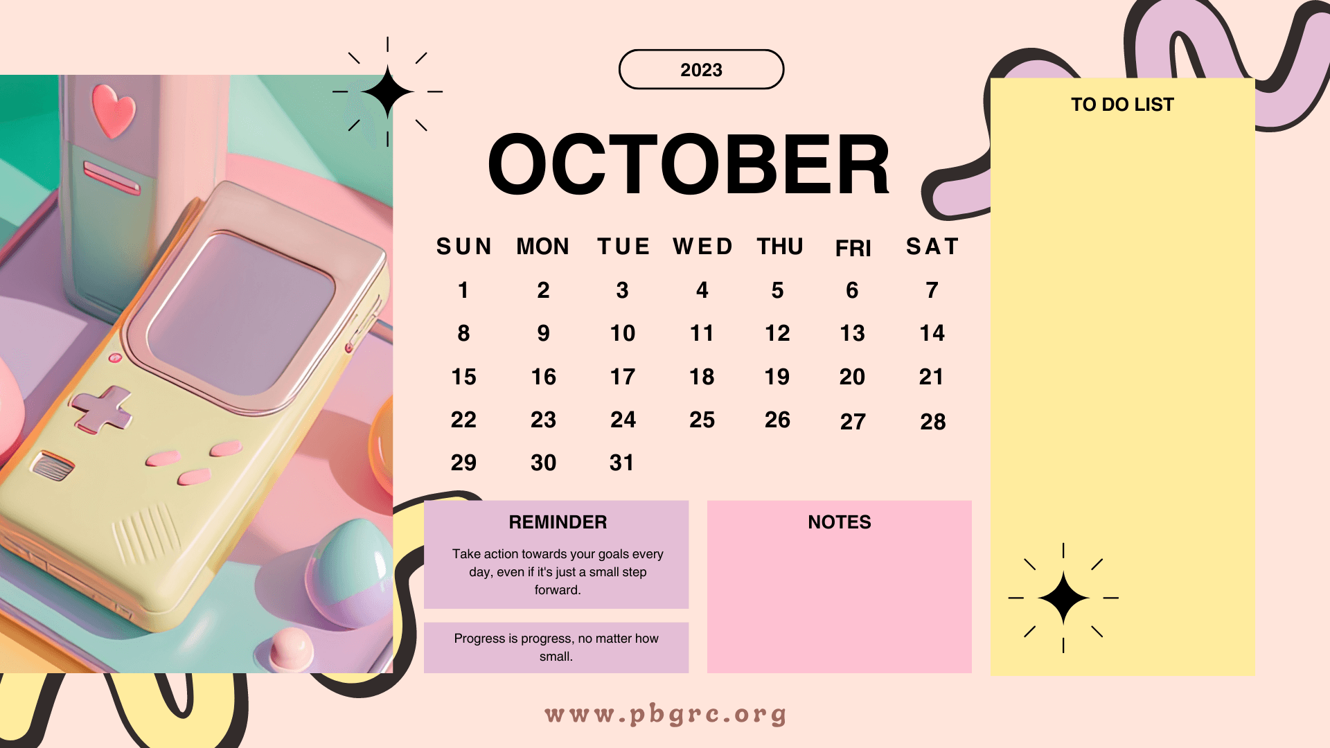 Cute 2023 Calendar October