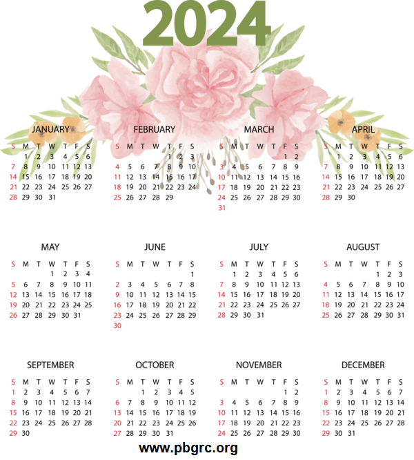 Floral 2024 Calendar Template