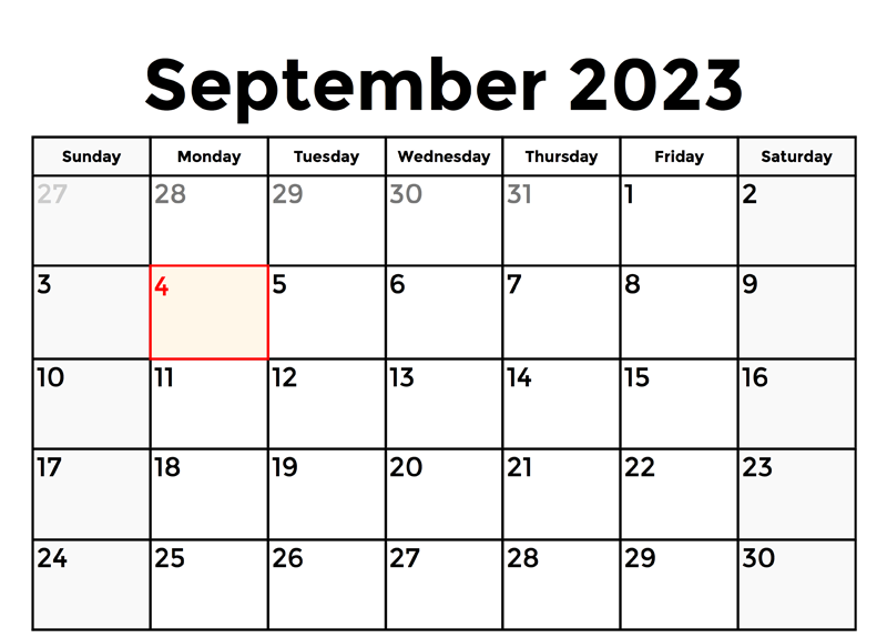 Free Printable September 2023 Calendar Holidays