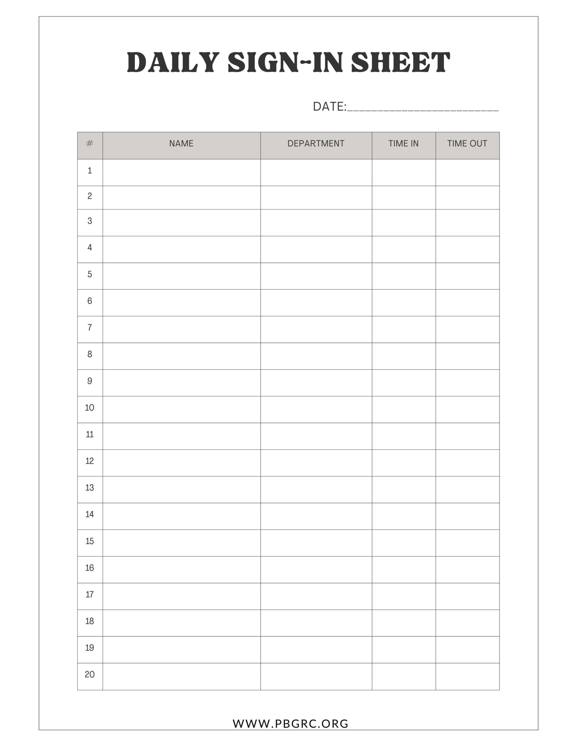 Free Printable Sign-In Sheet Template