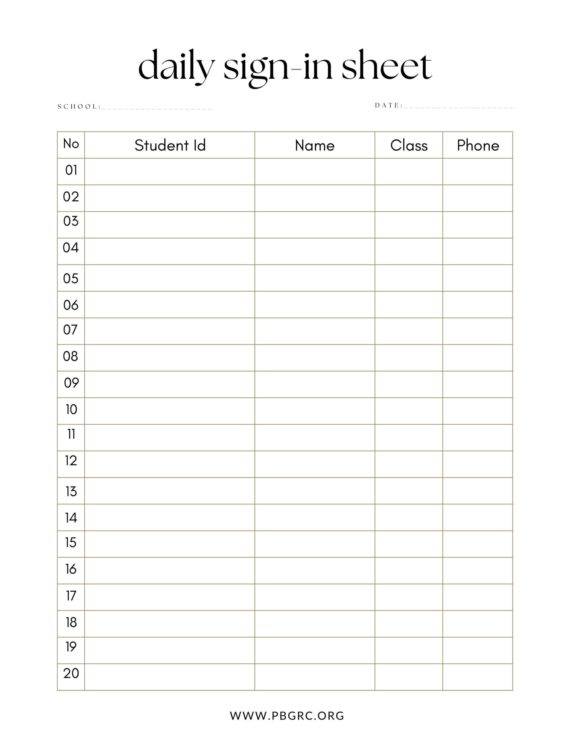 Free Sign-In Sheet Template Word