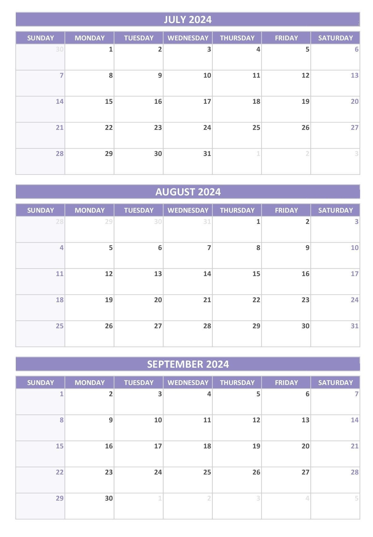 July August September calendar 2024 template