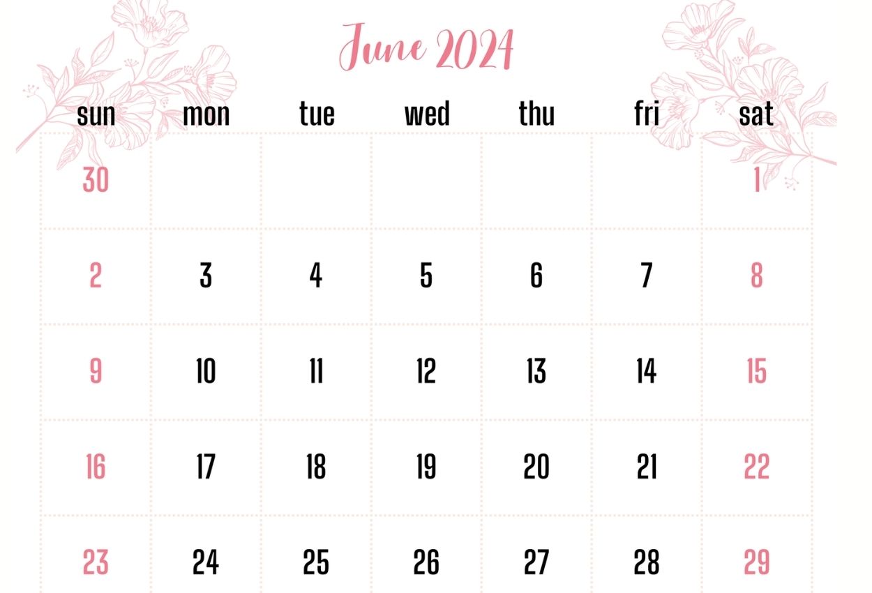June 2024 Calendar for desk