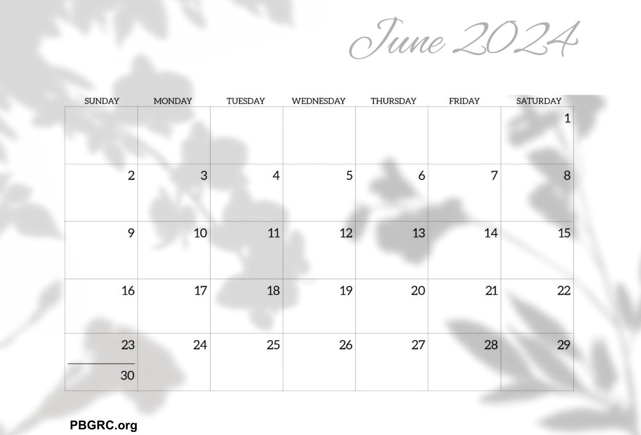 June calendar 2024 floral