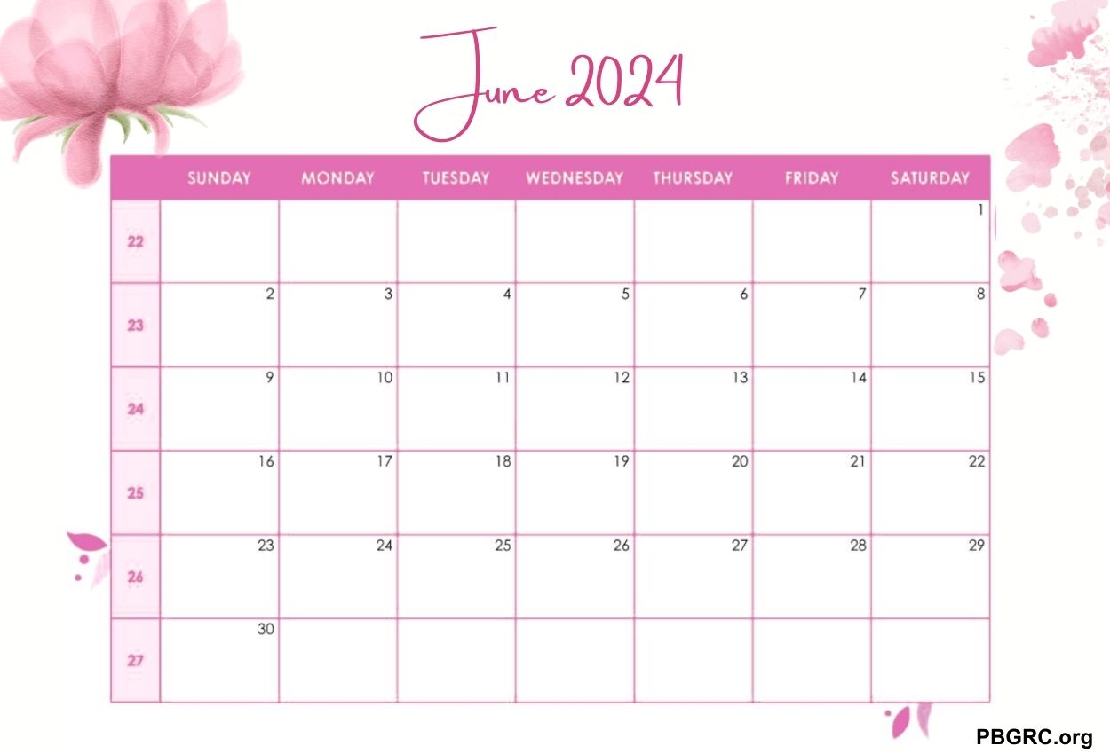 June decorative calendar 2024