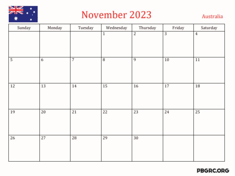 November 2023 Australia Calendar