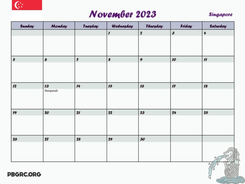 November 2023 Singapore Calendar