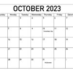 October 2023 Holidays Calendar