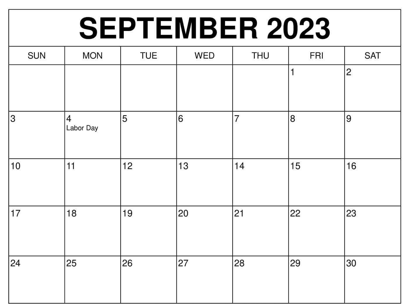September 2023 Calendar US