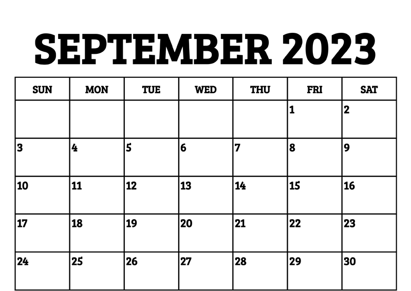 September 2023 Holidays Calendar