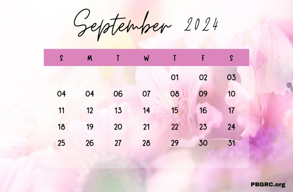 September 2024 Calendar Floral Template