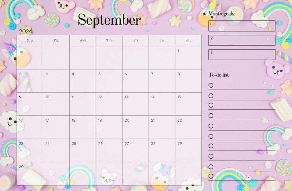 September 2024 calendar For Decor