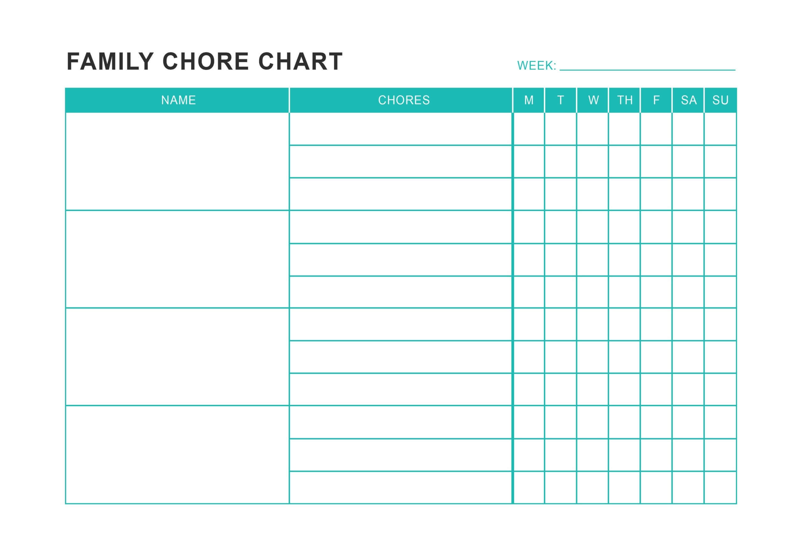 family chore chart templates
