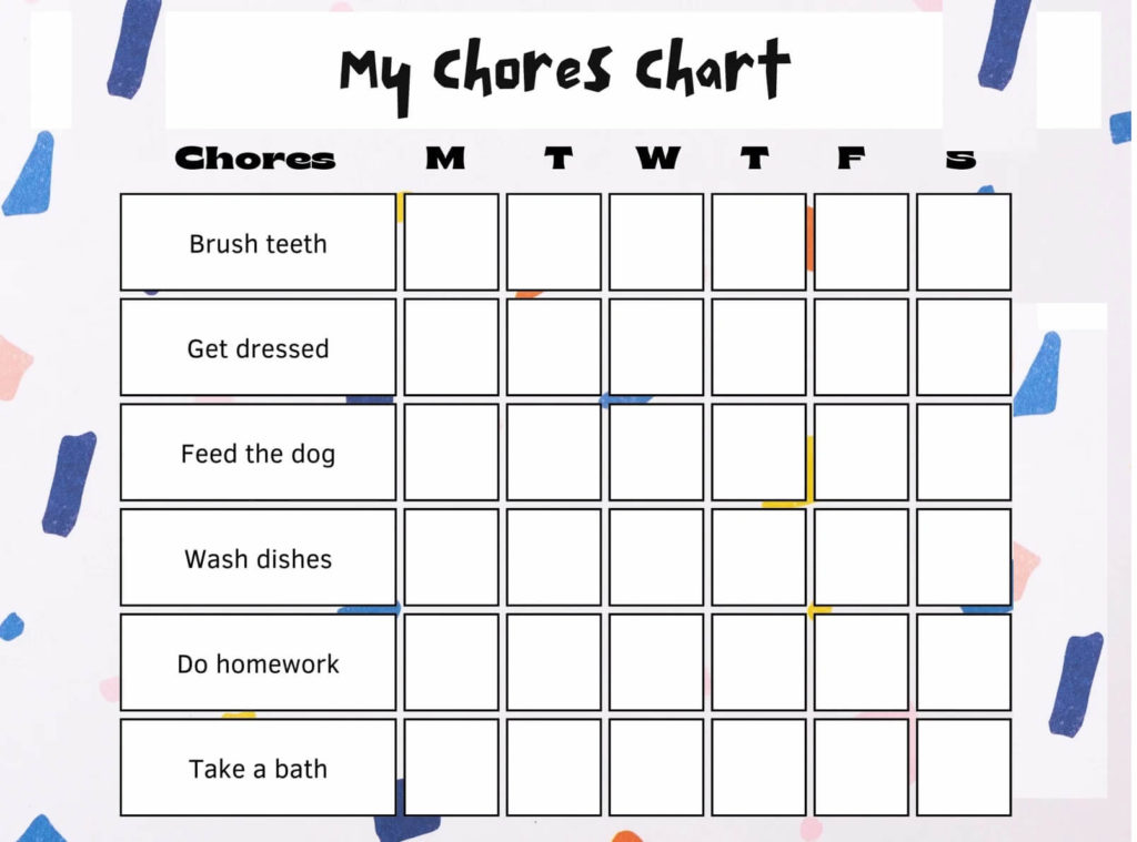 kids weekly chore chart templates 2024