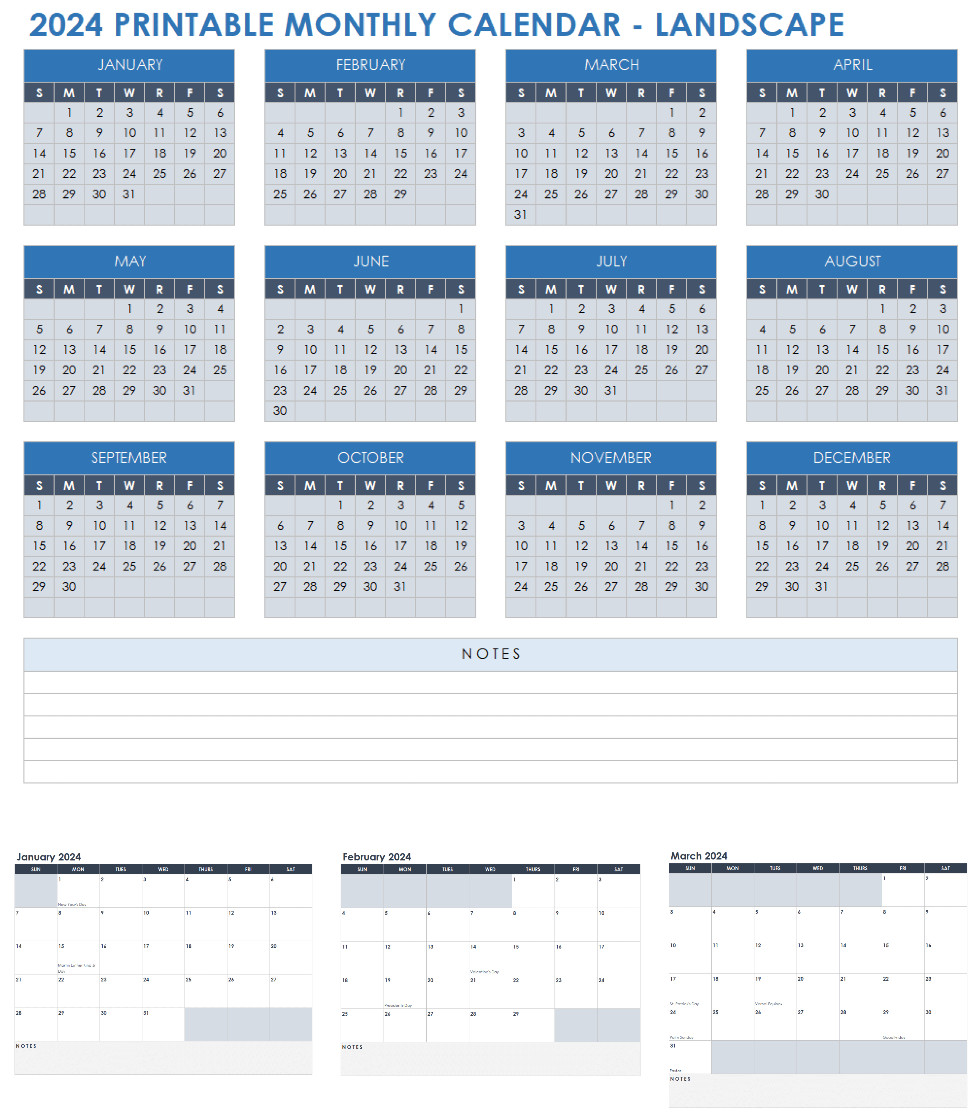 2024 Excel Printable Calendar