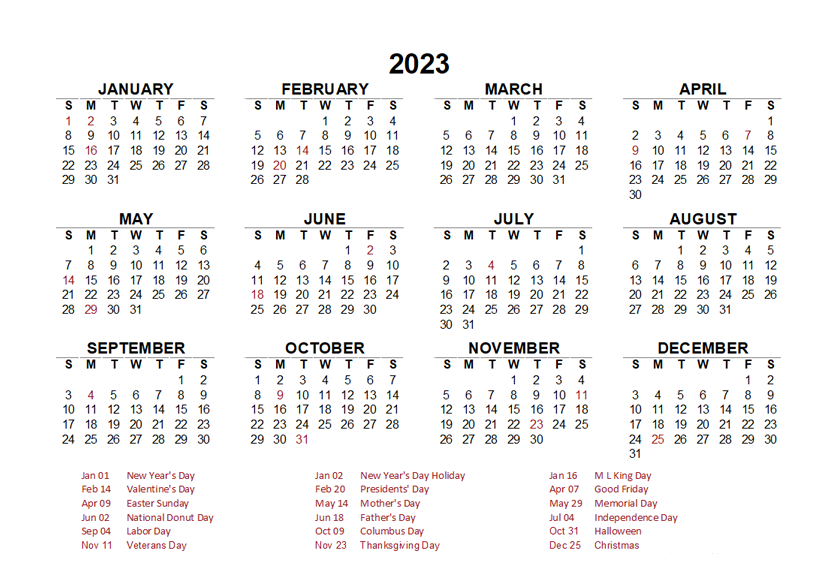 free excel calendar templates 2023 download