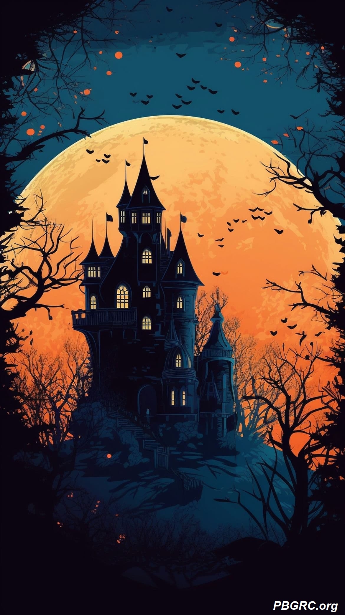Halloween Wallpaper of Scary Castle and Moon