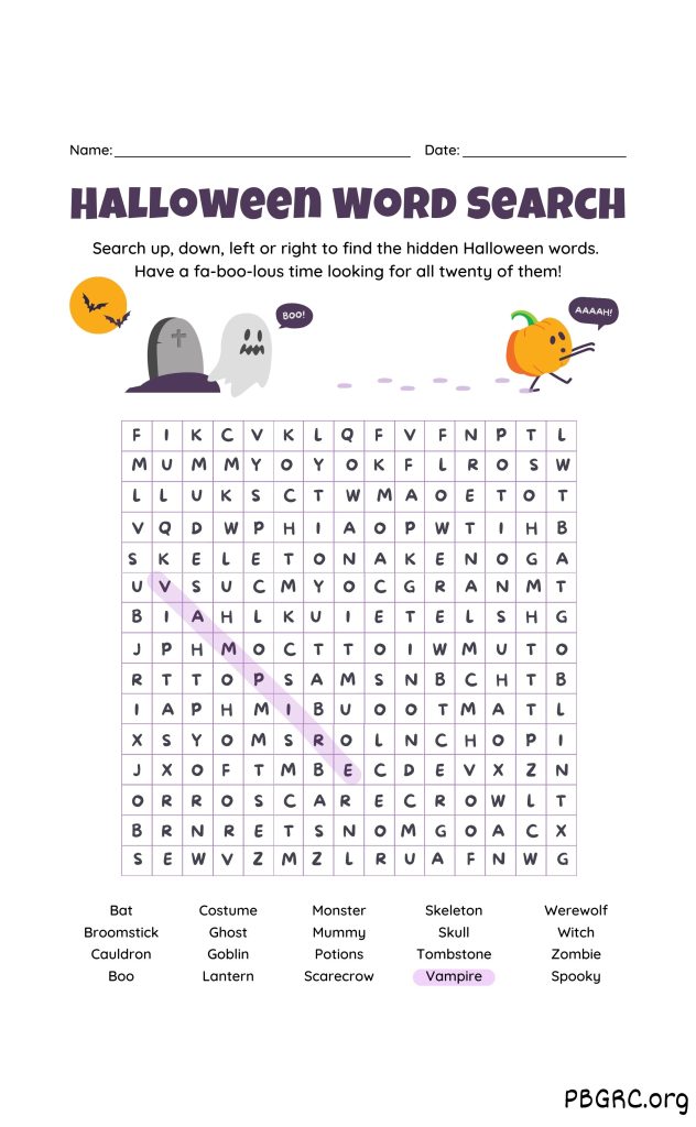 Halloween Word Search Boo!