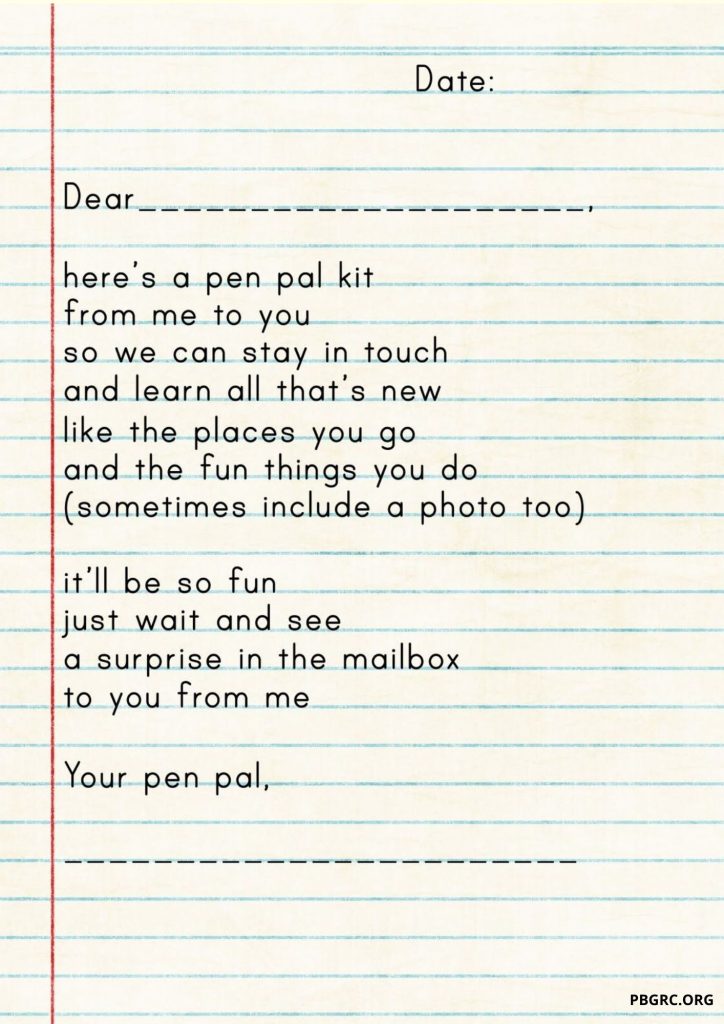 Pen Pal Letter