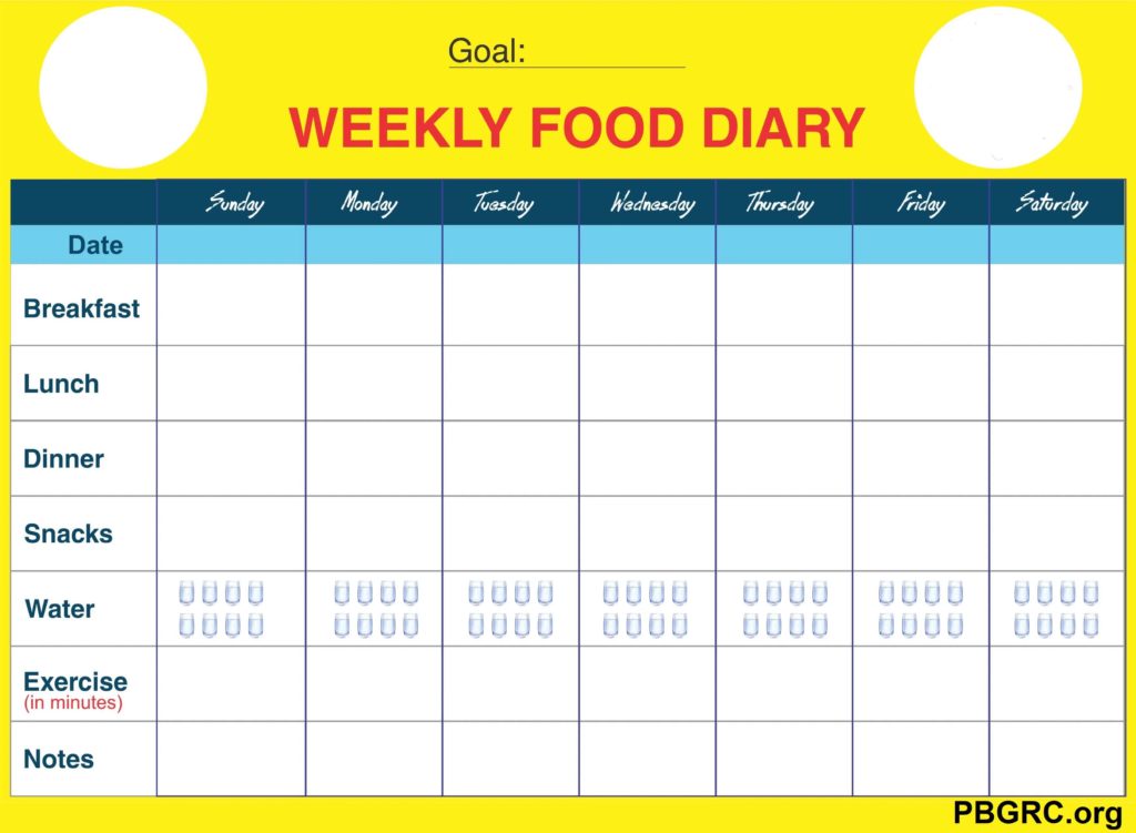 childrens food diary template