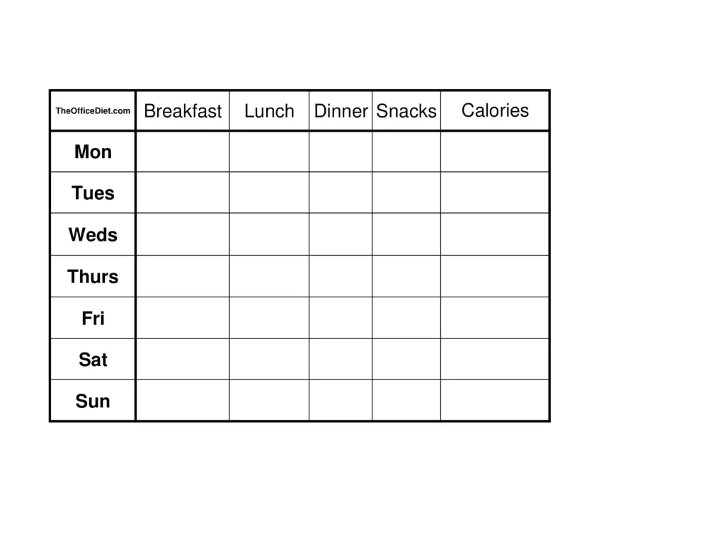 food diary template free