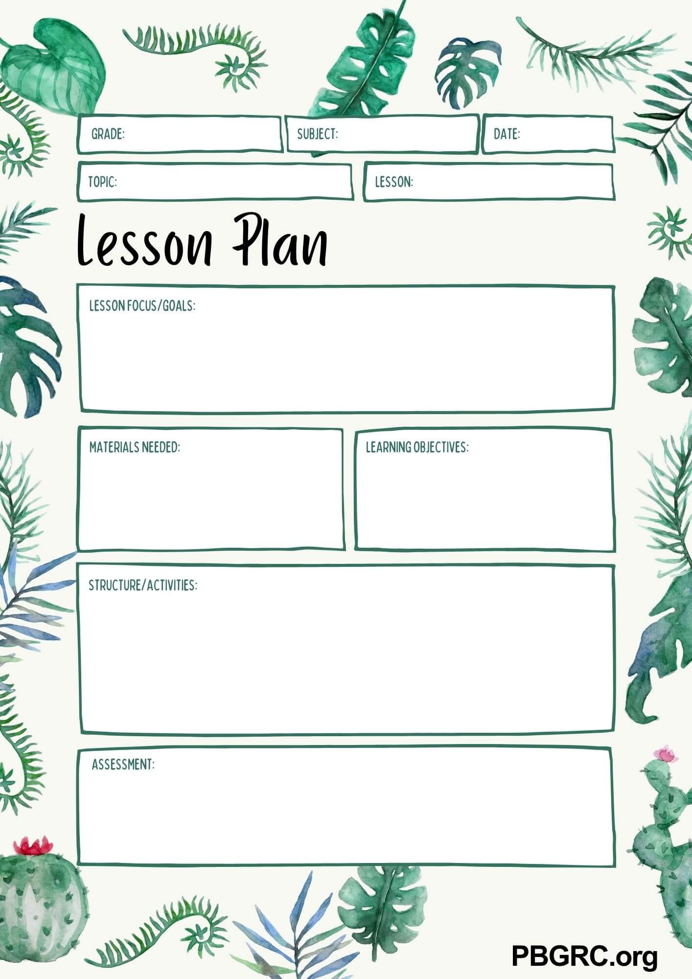 free downloadable lesson plan templates