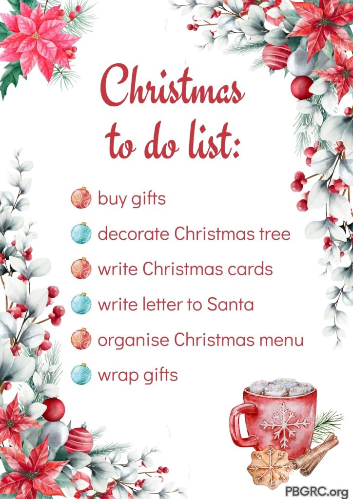 Christmas to do list printable