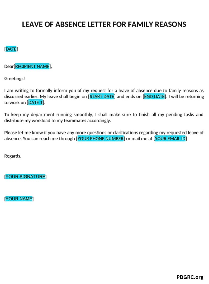 Free Leave of Absence Letter Template