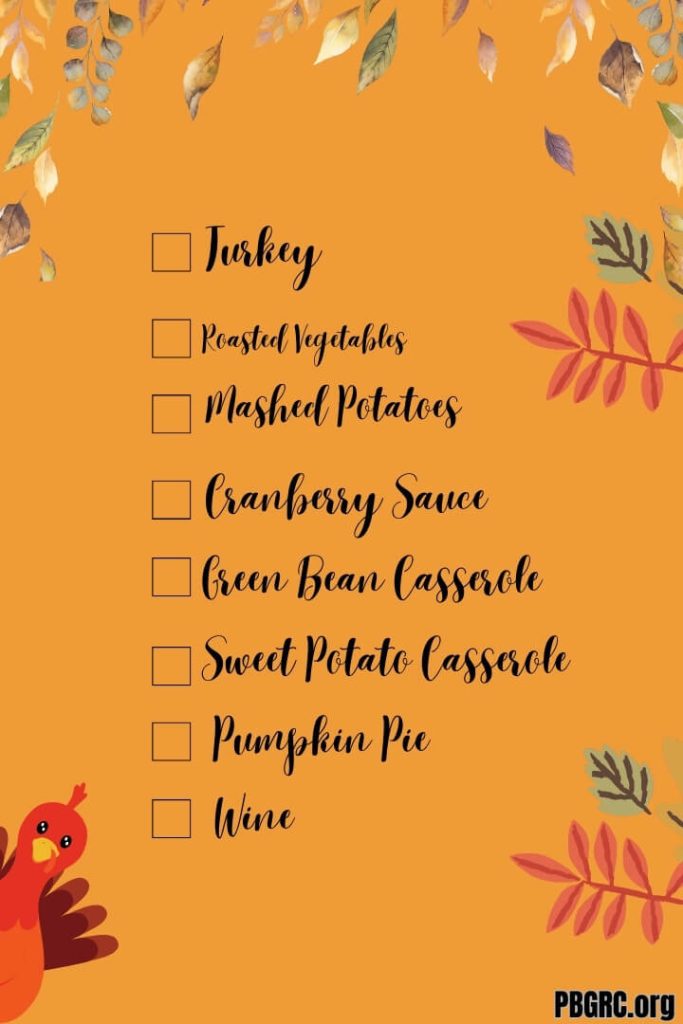 Traditional American thanksgiving Checklist food for Free