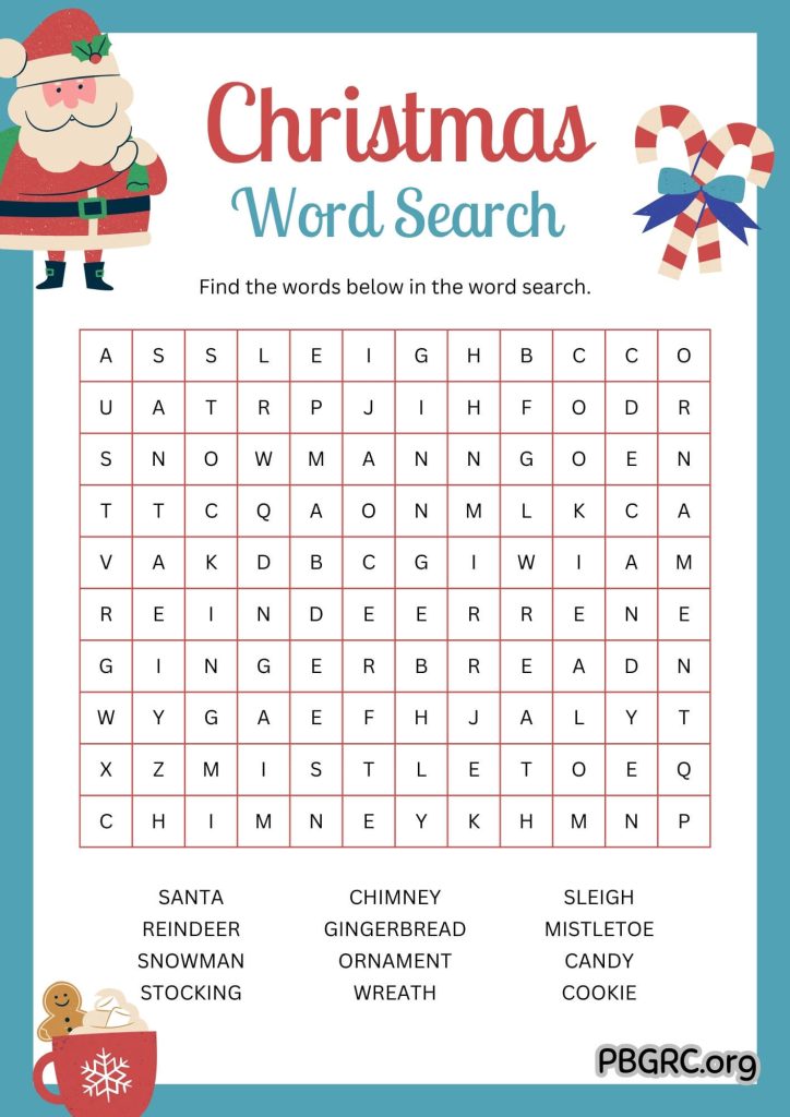 christmas word search printable