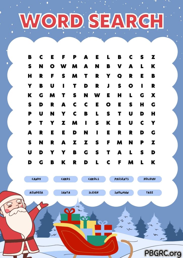 christmas word search puzzle