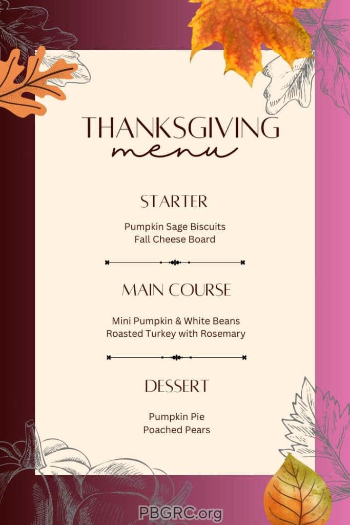 printable thanksgiving menu