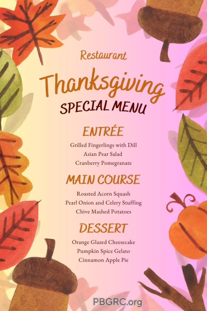 sample thanksgiving menu