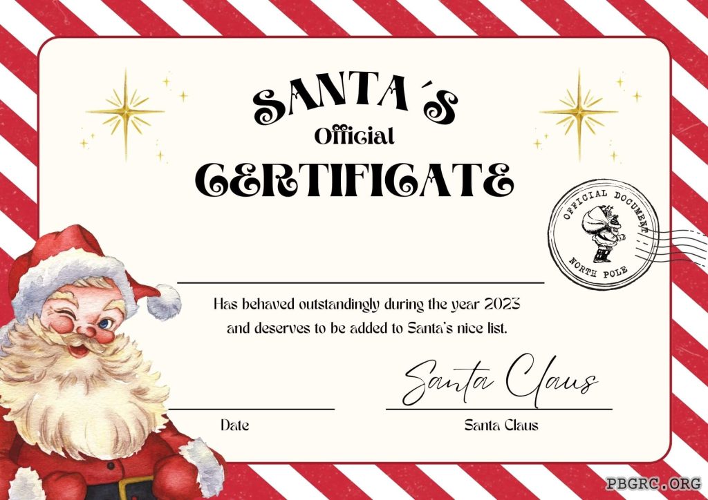 santa's nice list certificate