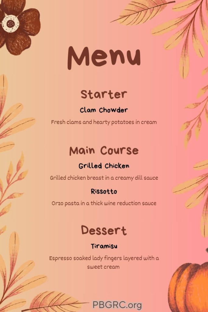 simple thanksgiving menu