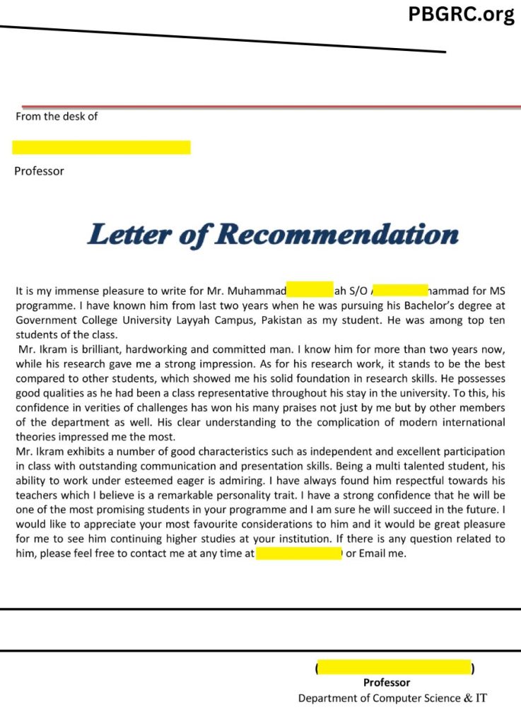 stanford recommendation letters